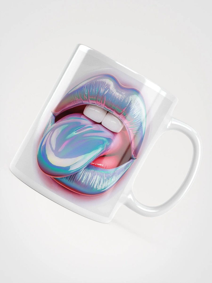Iridescent Tongue Lips Glossy White Mug product image (4)