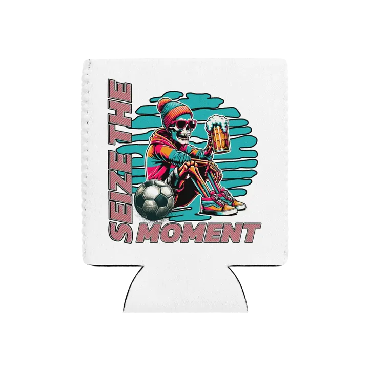 Seize The Moment Skeleton Beer Soccer Can Cooler product image (1)