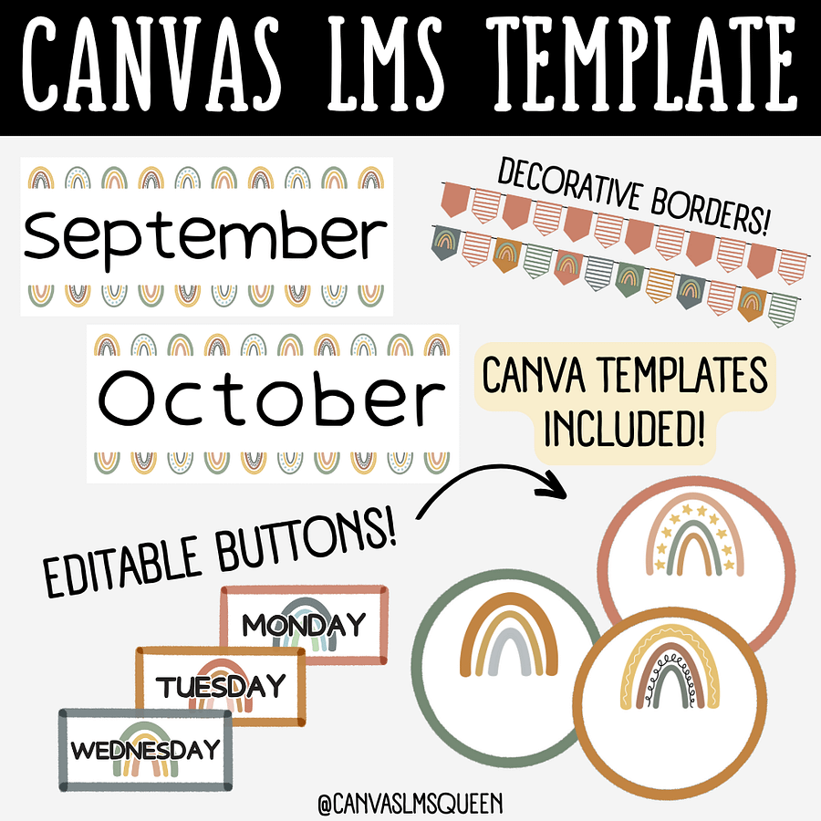 Canvas LMS Template - COURSE BUNDLE - Boho Rainbow - 100% Customizable product image (8)