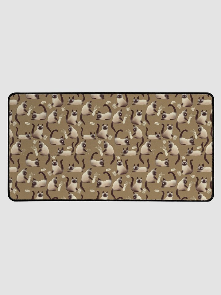 Bad Siamese Cats Knocking Stuff Over Patterned Desk Mat, Brown product image (1)