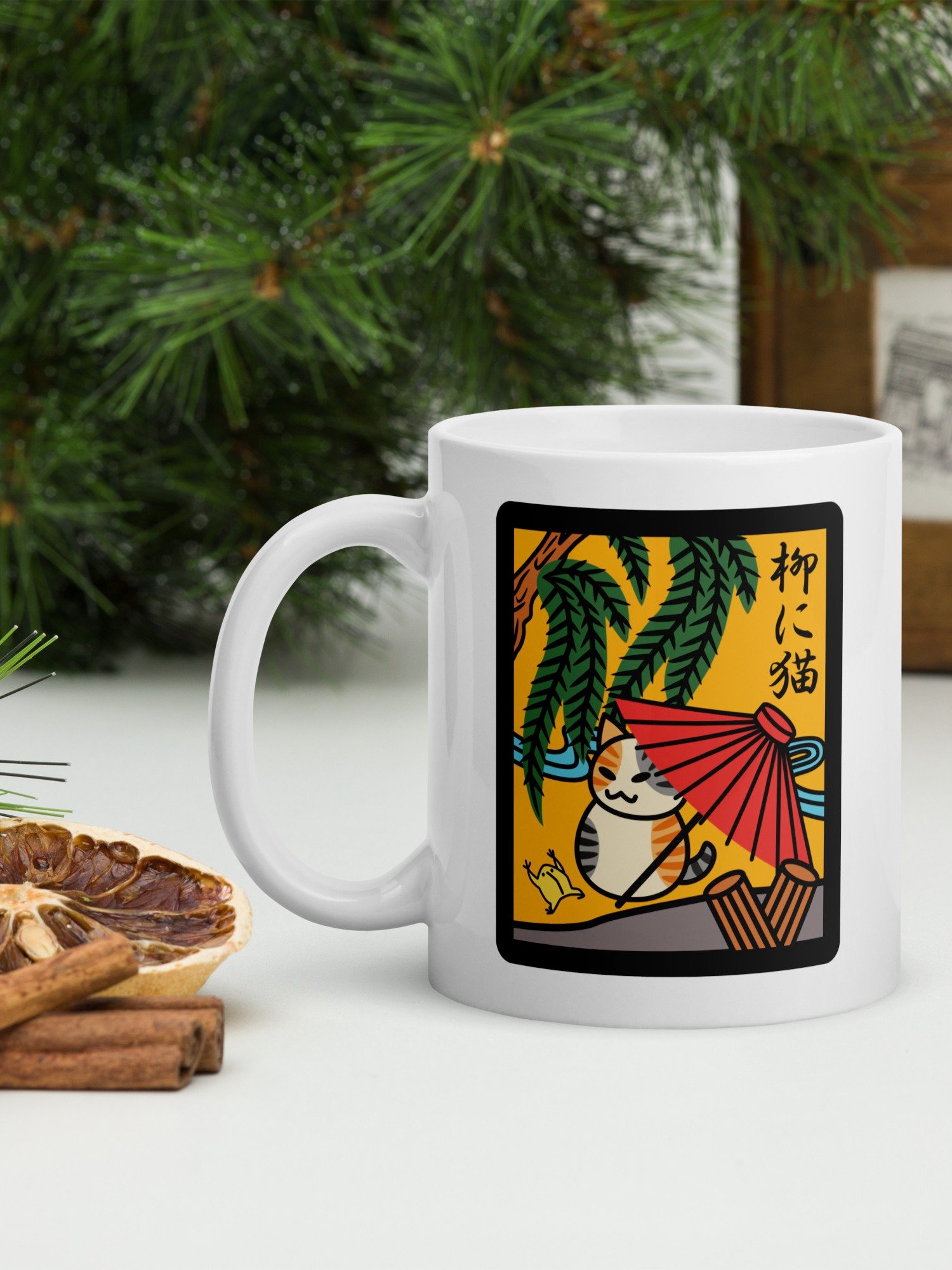 November Hanafuda Japanese Playing Card Cat 11 oz Mug product image (2)