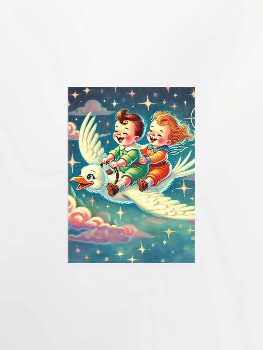 Children Riding a Bird on a Starry Night Premium Poster product image (9)