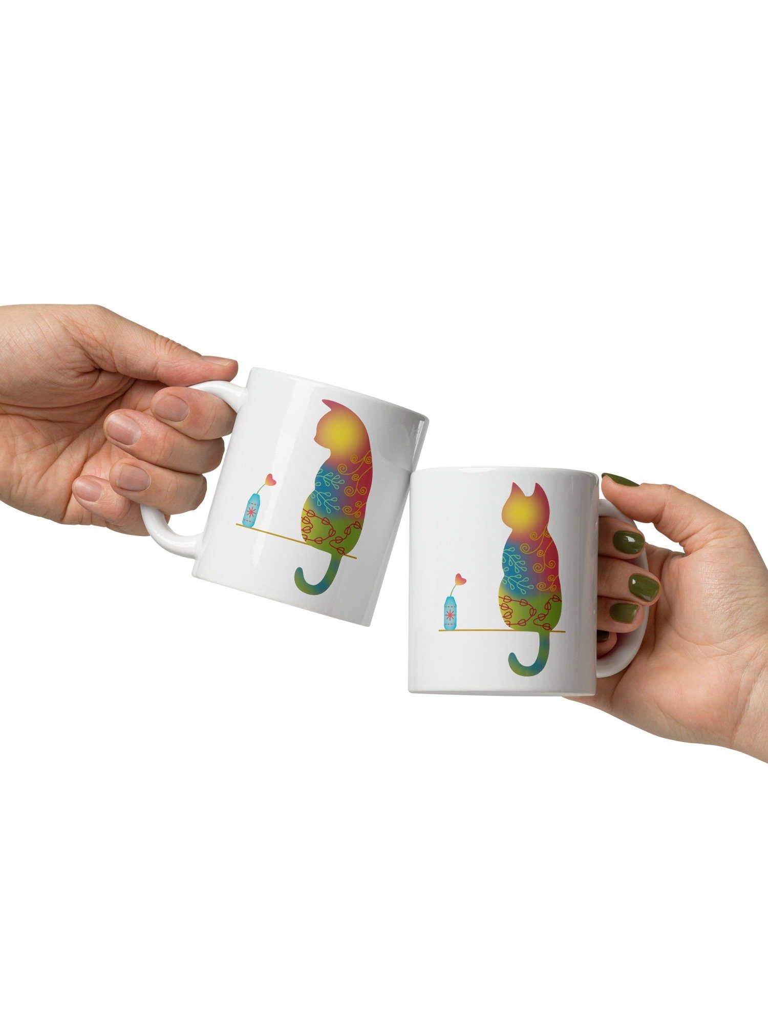 Cat with Heart Flower in Vase 11 oz Mug product image (3)