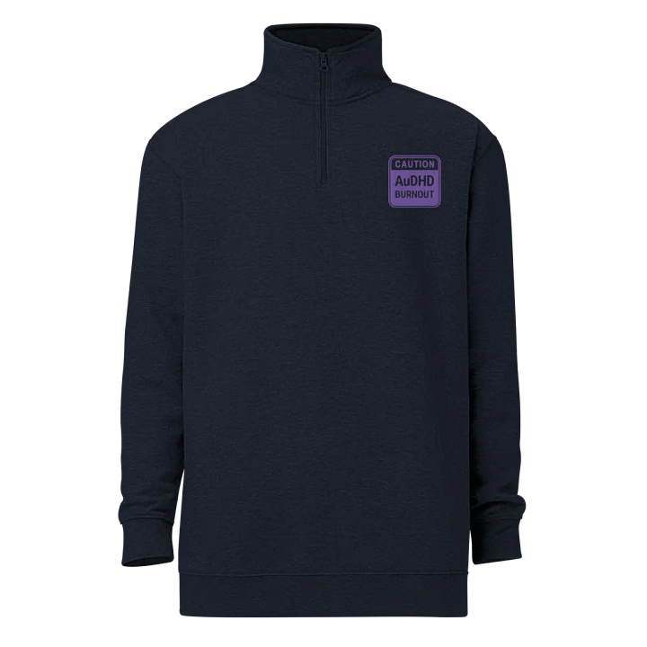 CAUTION: AuDHD BURNOUT (purple outline) embroidered quarter zip product image (12)