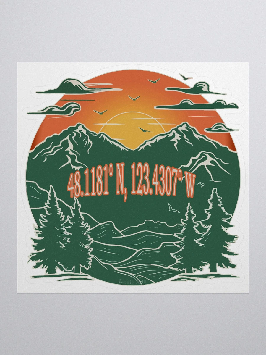 The latitude and longitude of Port Angeles Vinyl Sticker product image (2)