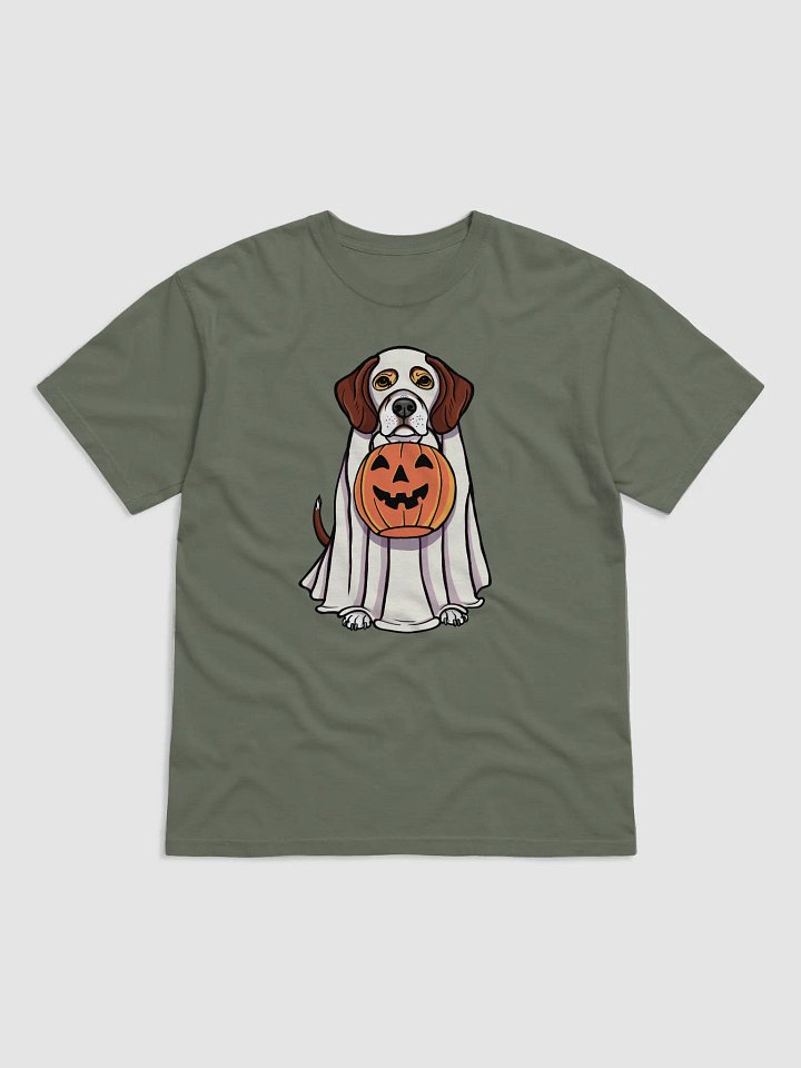Funny Halloween Beagle(Red Tricolor) T-Shirt | Funny Beagle Wearing a Ghost Costume and Holding a Pumpkin Basket product image (1)