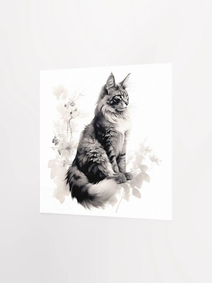 Maine Coon Floral Ink Poster product image (2)