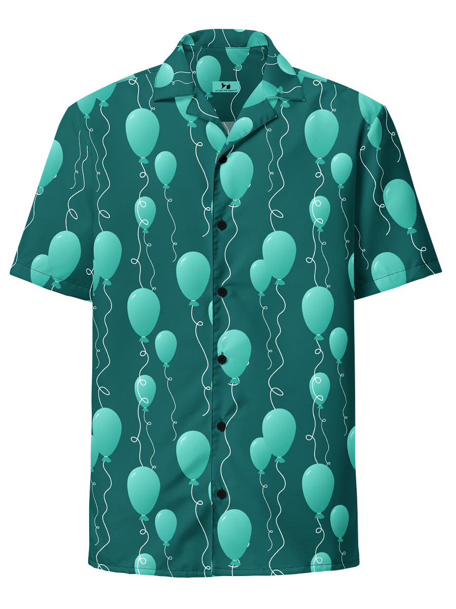 Teal Floating Balloons Oversized Button-Down Shirt product image (1)