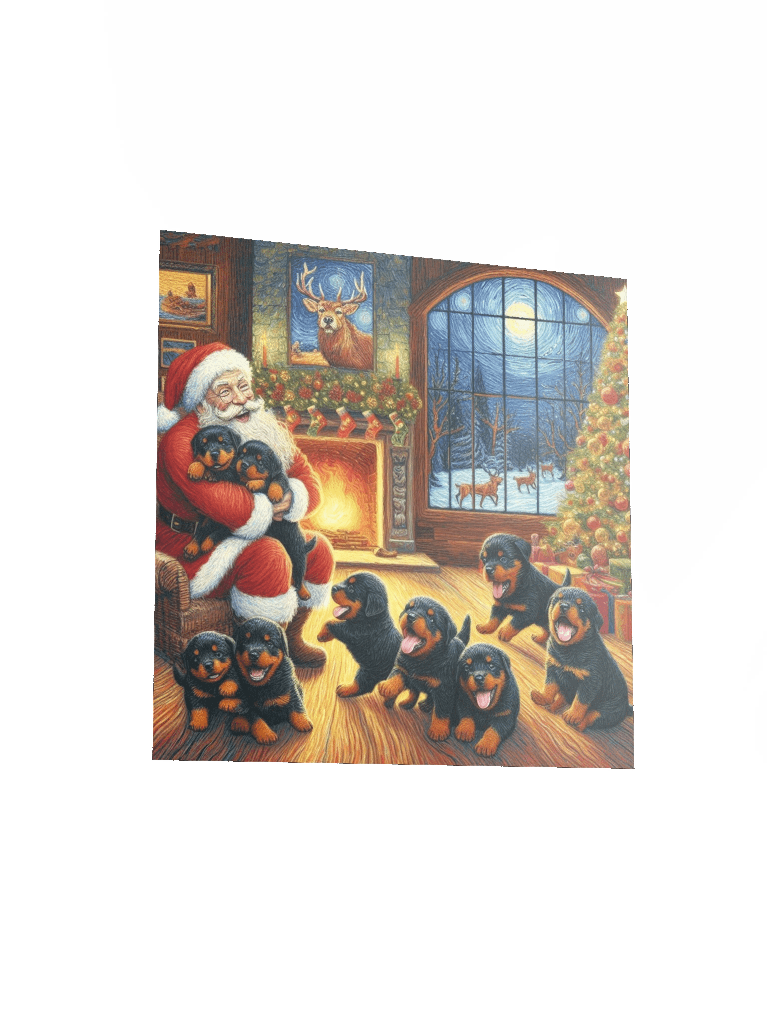 Rottweiler Puppies & Santa Christmas Poster product image (12)