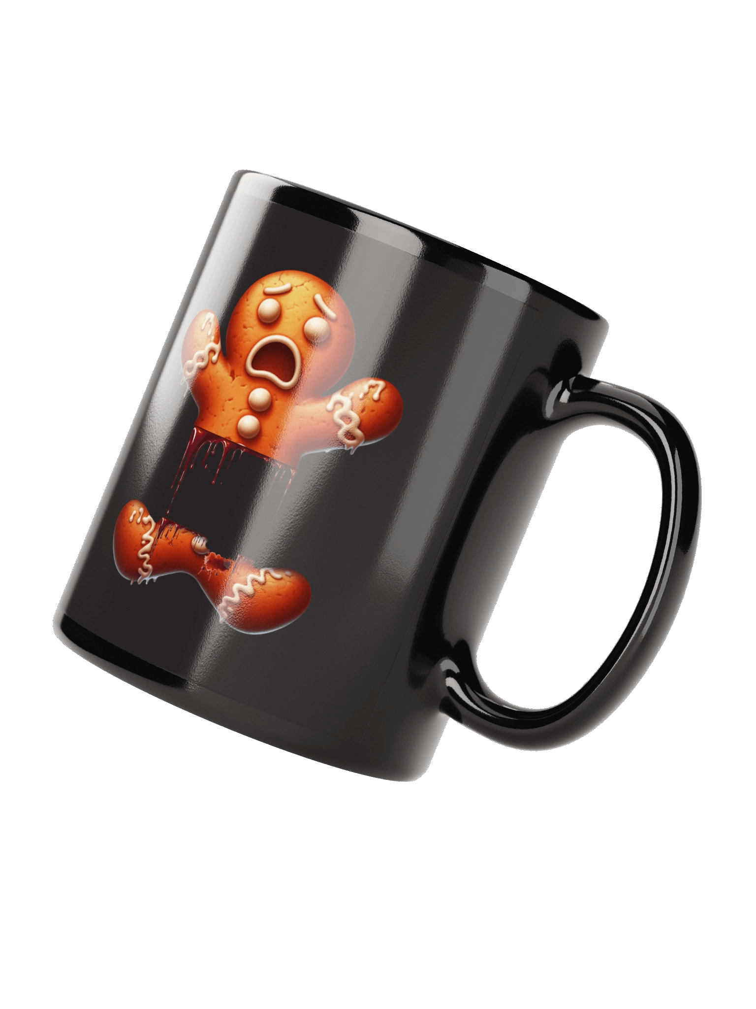 Surprised Gingerbread Man Mug Black product image (3)