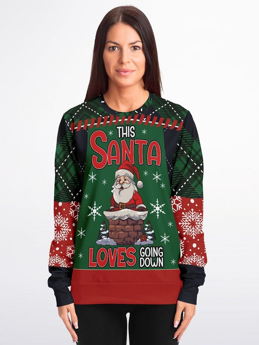 “This Santa Loves Going Down” Funny Christmas Sweatshirt | Chimney Holiday Jumper | Naughty Holiday Party Outfit | Unisex Humorous Xmas Gift product image (3)