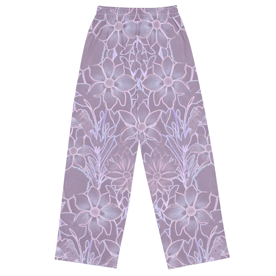 Line Art Floral Lilac/All-Over Print Wide-leg Pants by Sublicolor product image (3)