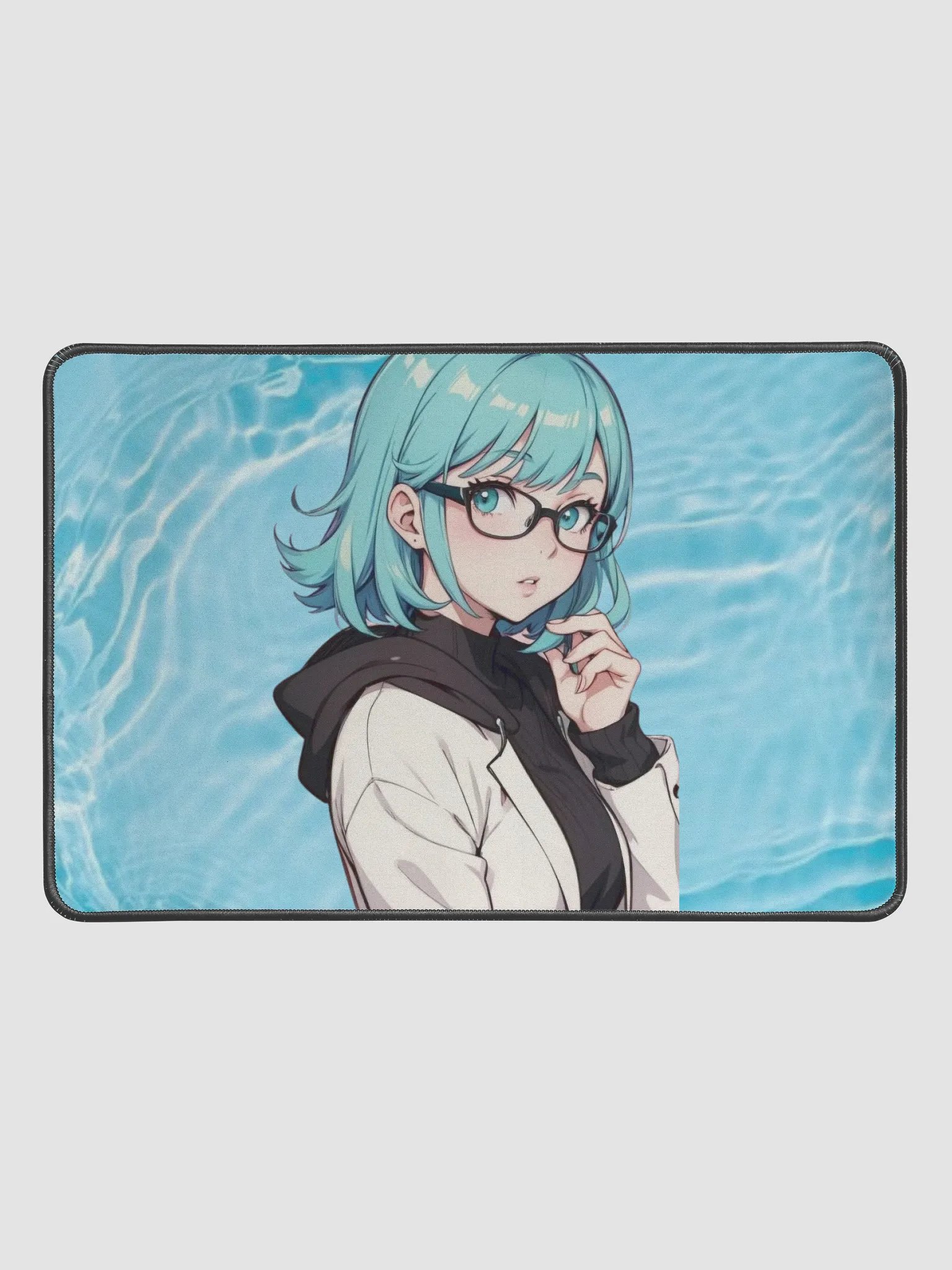 (Aqua WAIFU) K Desk Mat 12" x 18" product image (1)