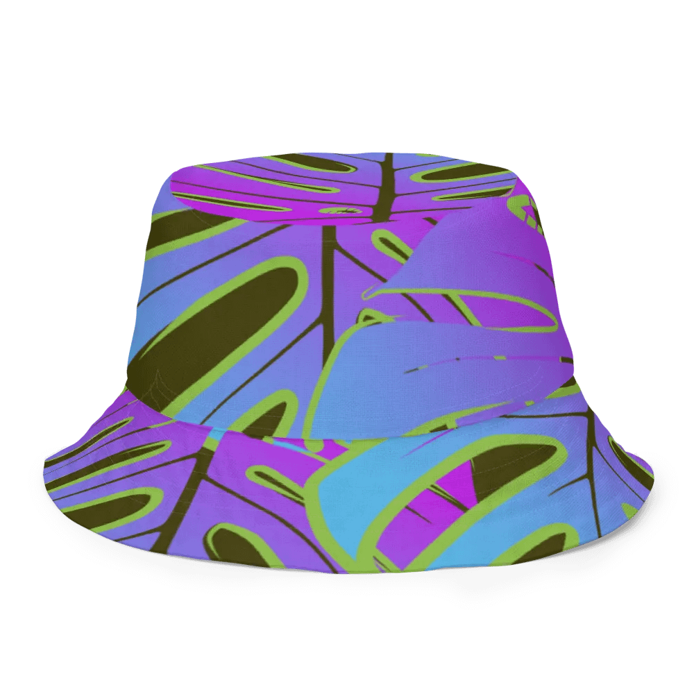 Dark Mode Neon Monstera Madness Reversible Bucket Hat product image (8)