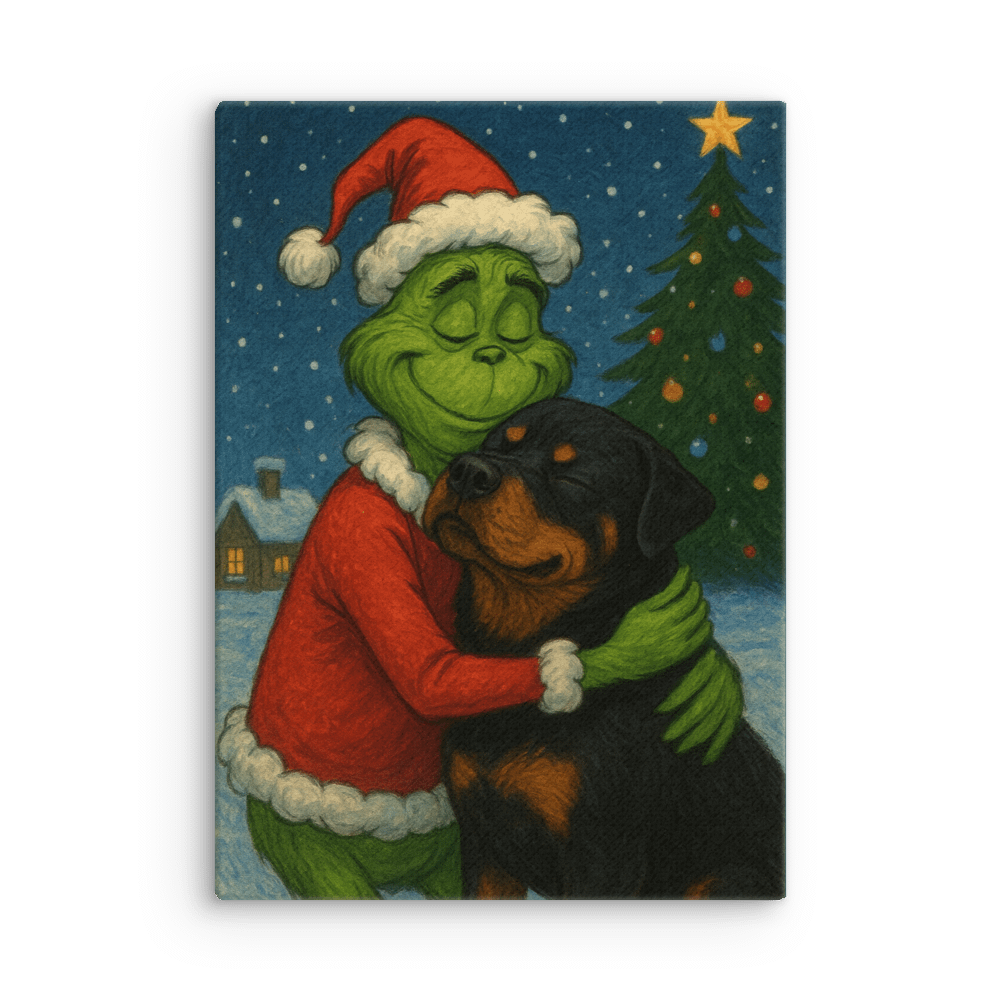Rottweiler Grinch's Warm Embrace Canvas Art product image (2)