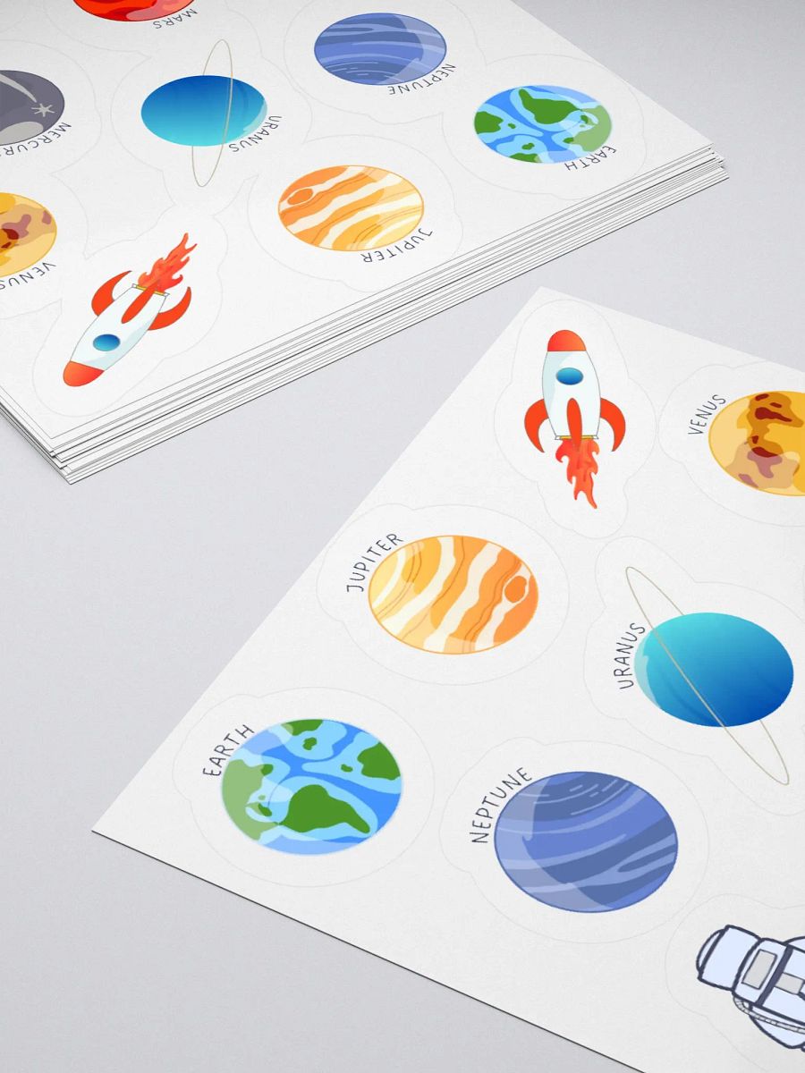 Planet and Astronaut Space Stickers Set – Solar System Kiss-Cut Stickers, Durable for Laptops, Notebooks, and Bottles product image (4)