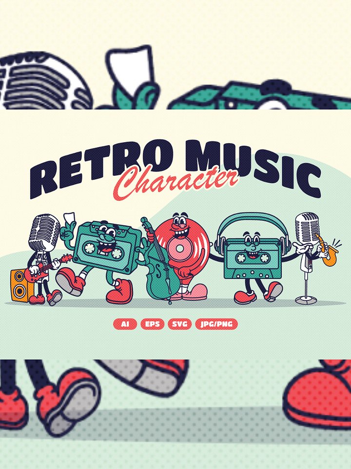 Retro Music Character Illustration product image (1)
