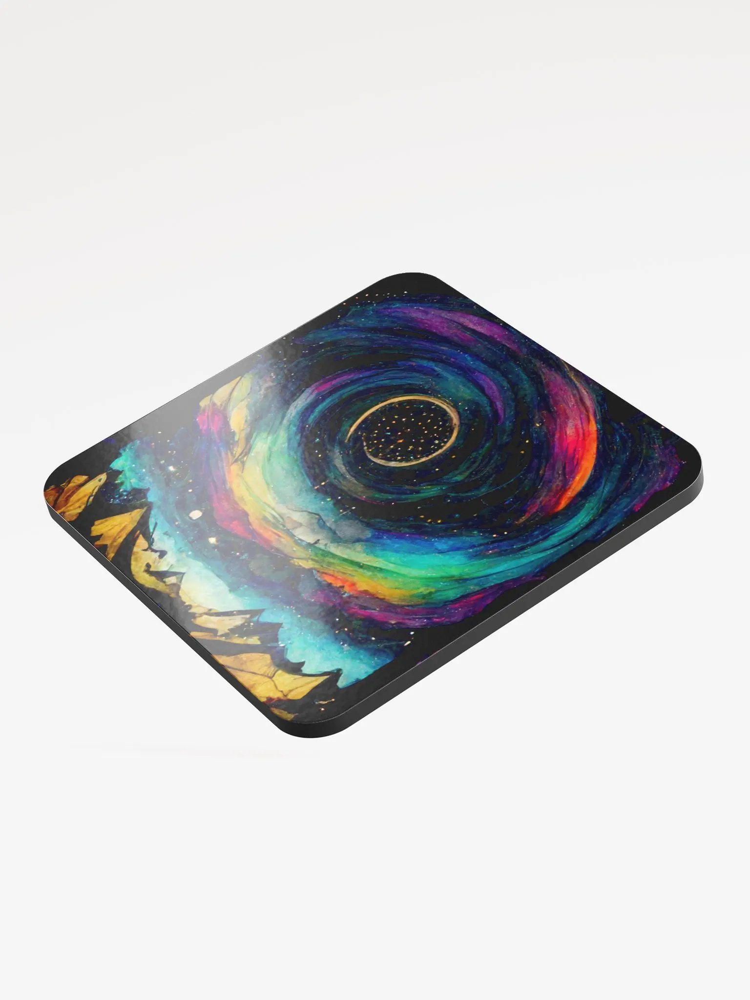 Cosmic Mountain Glossed Cork Coaster product image (3)