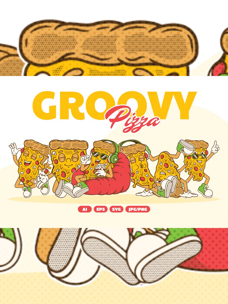 Retro Pizza Groovy Illustration product image (1)