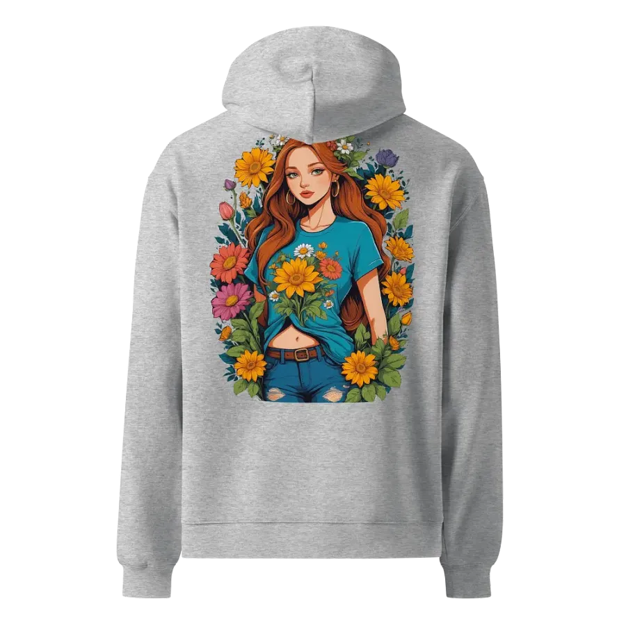 Bloomcore Flower Girl - Premium Hoodie - Athletic Heather - v1 - Back Printed Design product image (1)