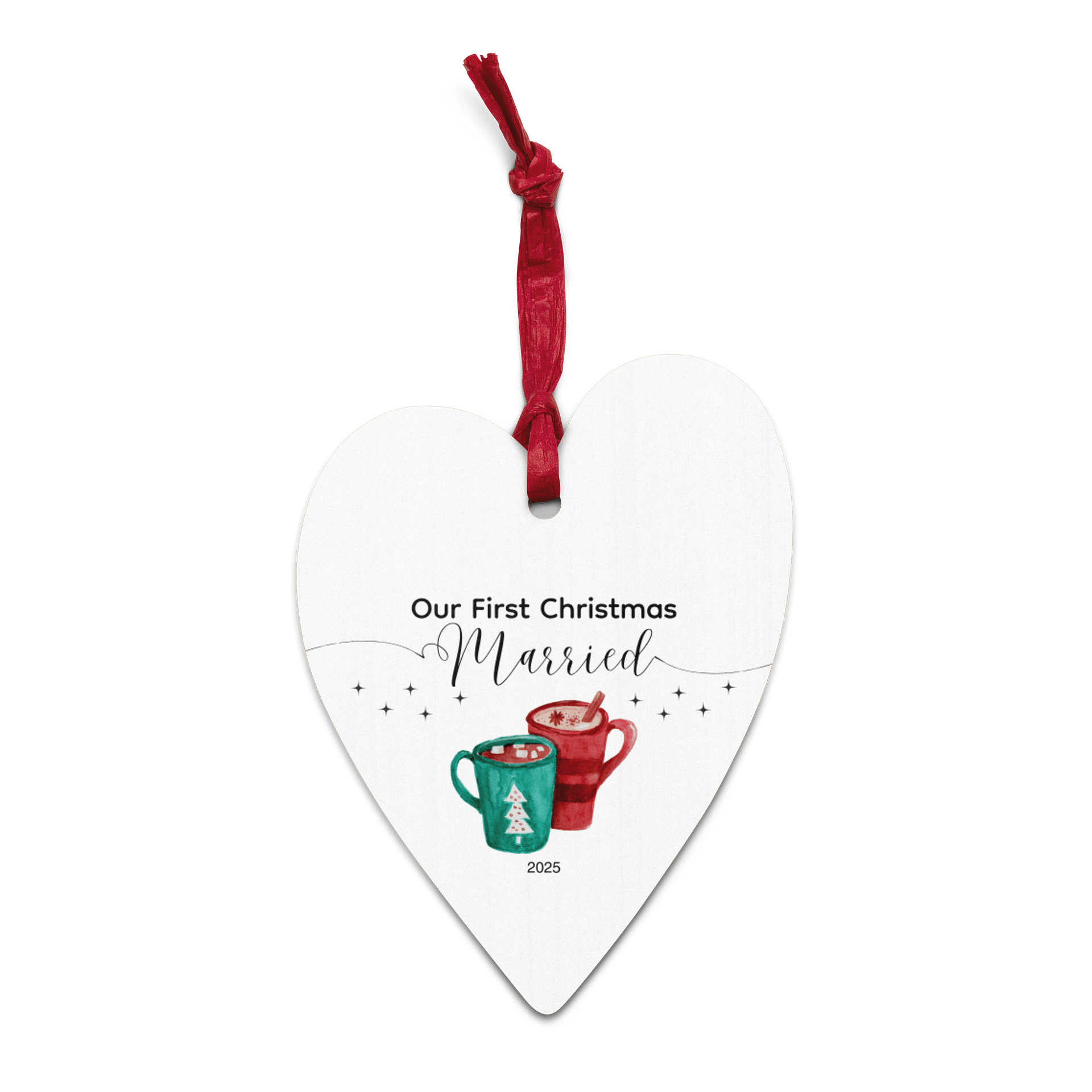 Our First Christmans Married Wooden Ornament | First Christmans Married Keepsake | Christmans Gift | First Married Christmas Gift product image (2)