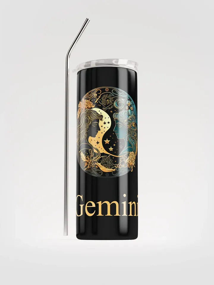 Black Gemini Zodiac Stainless Steel Tumbler - Illustrative Gemini Charm product image (1)