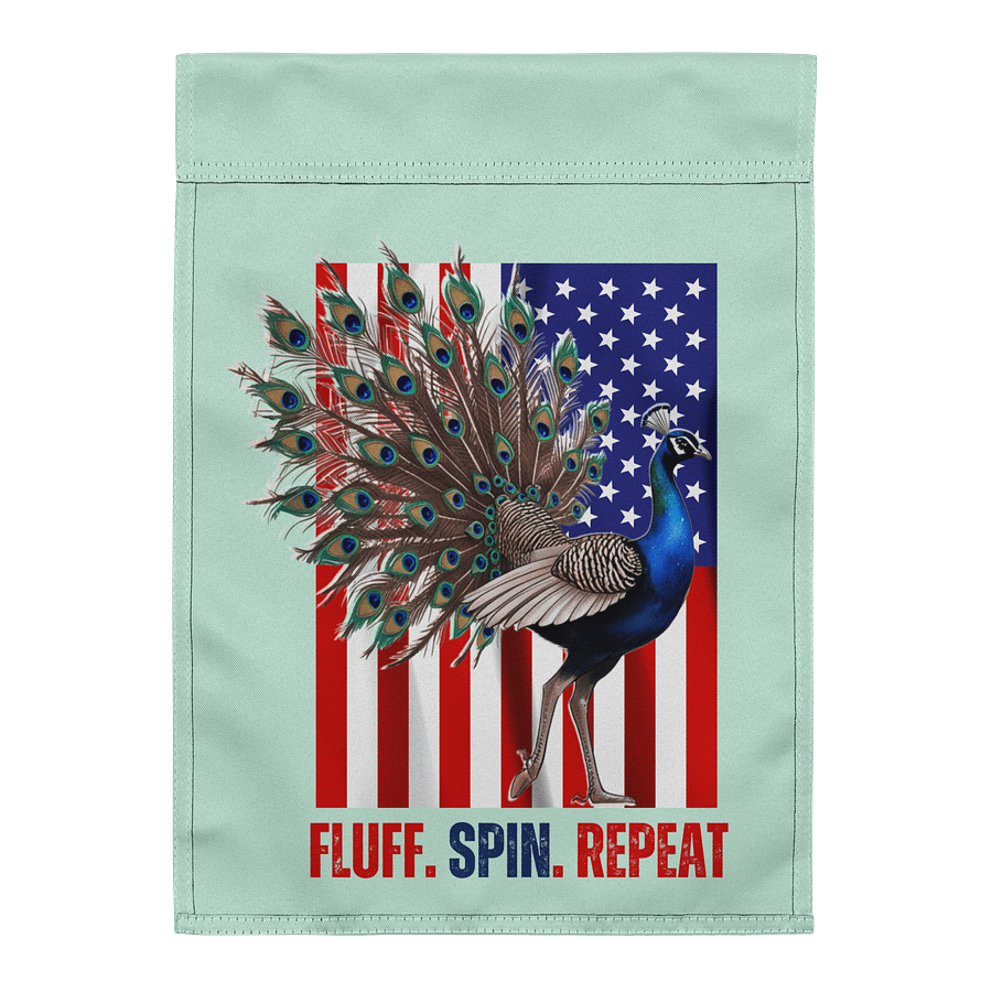 Fluff. spin. repeat. garden flag product image (3)