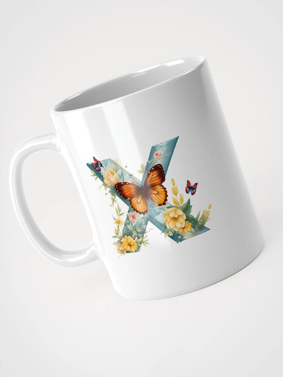 Letter X Monogram Floral Fantasy White Glossy Mug product image (7)