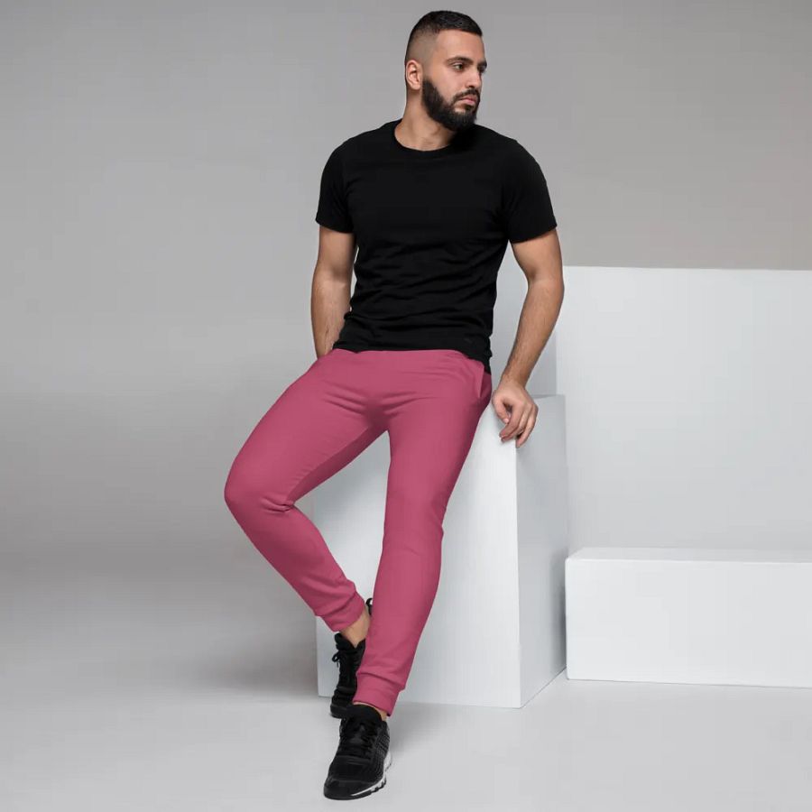Plain Vibrant Red Soft Summer Recycled Polyester Premium Men's Joggers by Treasure Pie product image (7)