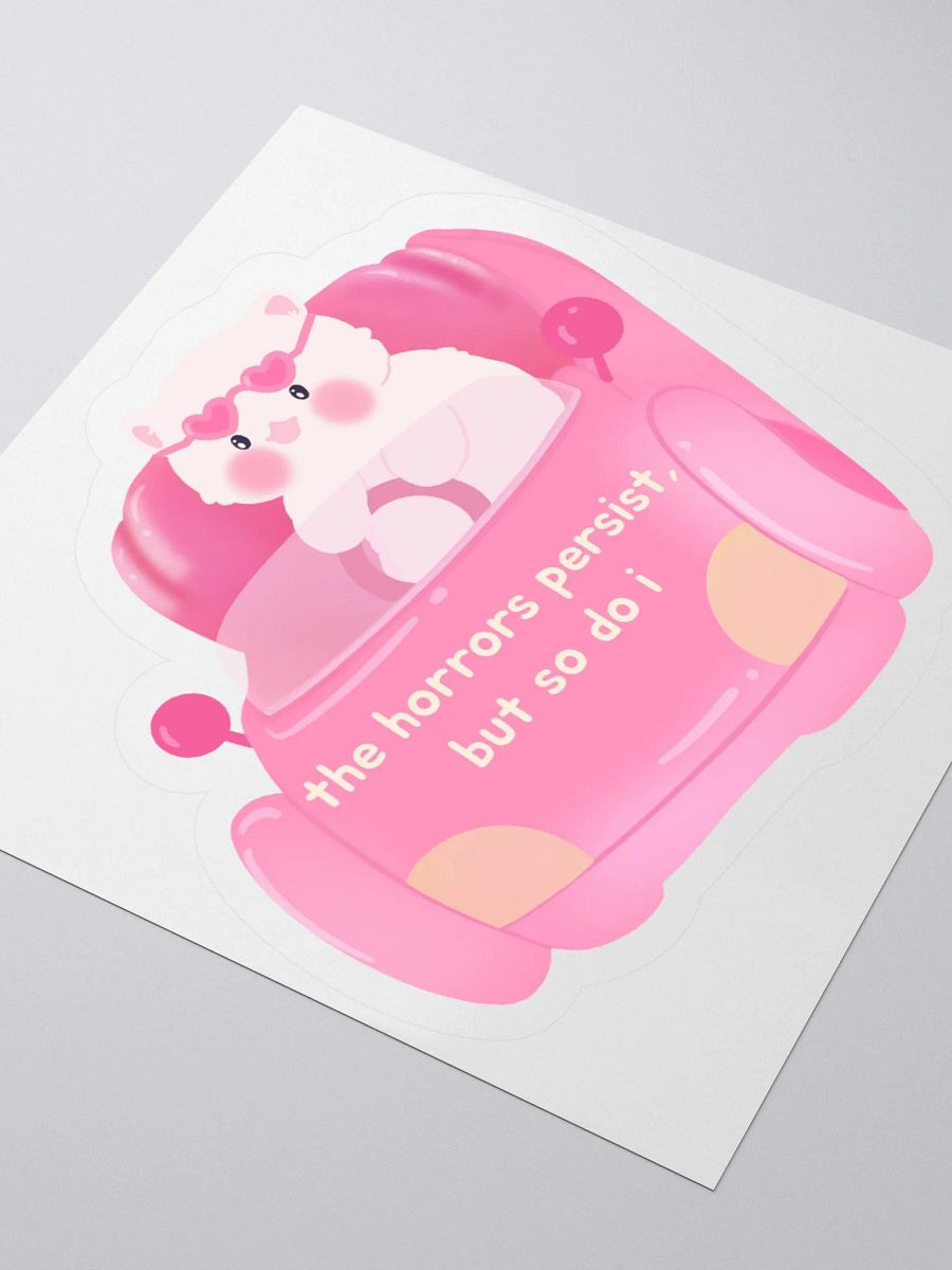 Horrors persist but so do i, White cat in Pink car Sticker product image (9)