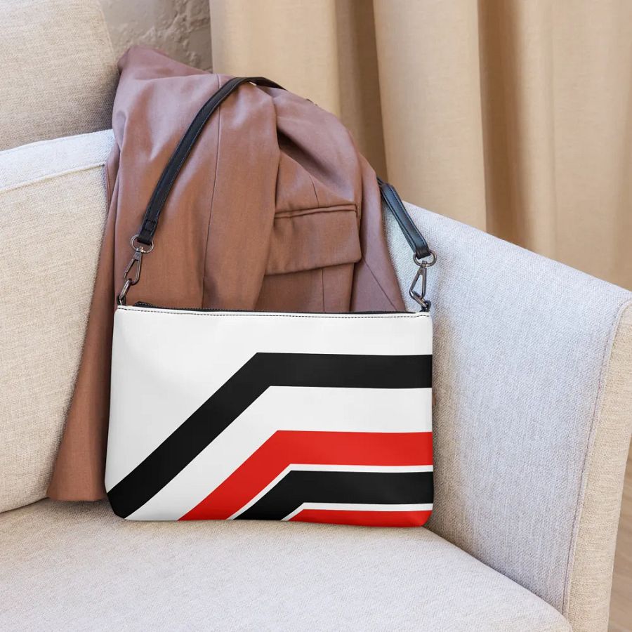 Black/White/Red Bent Color Lines Crossbody Bag product image (9)