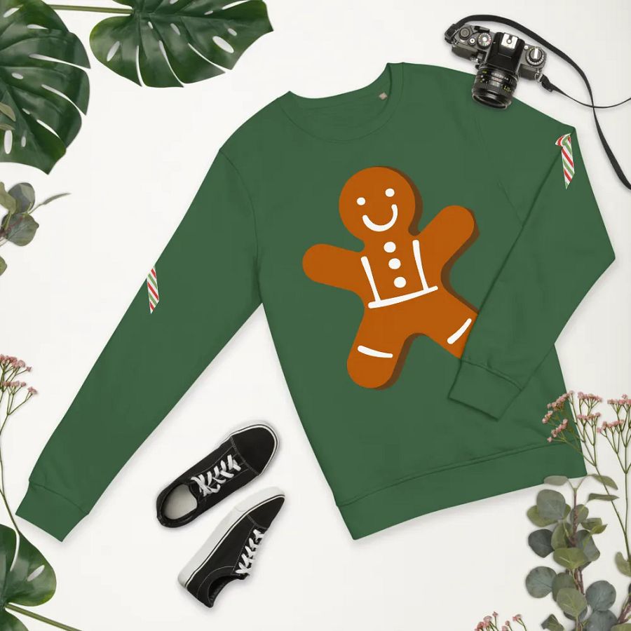 Smiley Gingerbread Man Organic Sweatshirt product image (8)