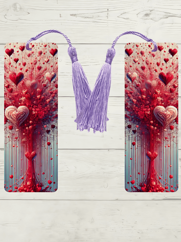 Red Heart Tree Valentine Bookmark Sublimation Design – high-quality 300 DPI PNG digital download product image (1)