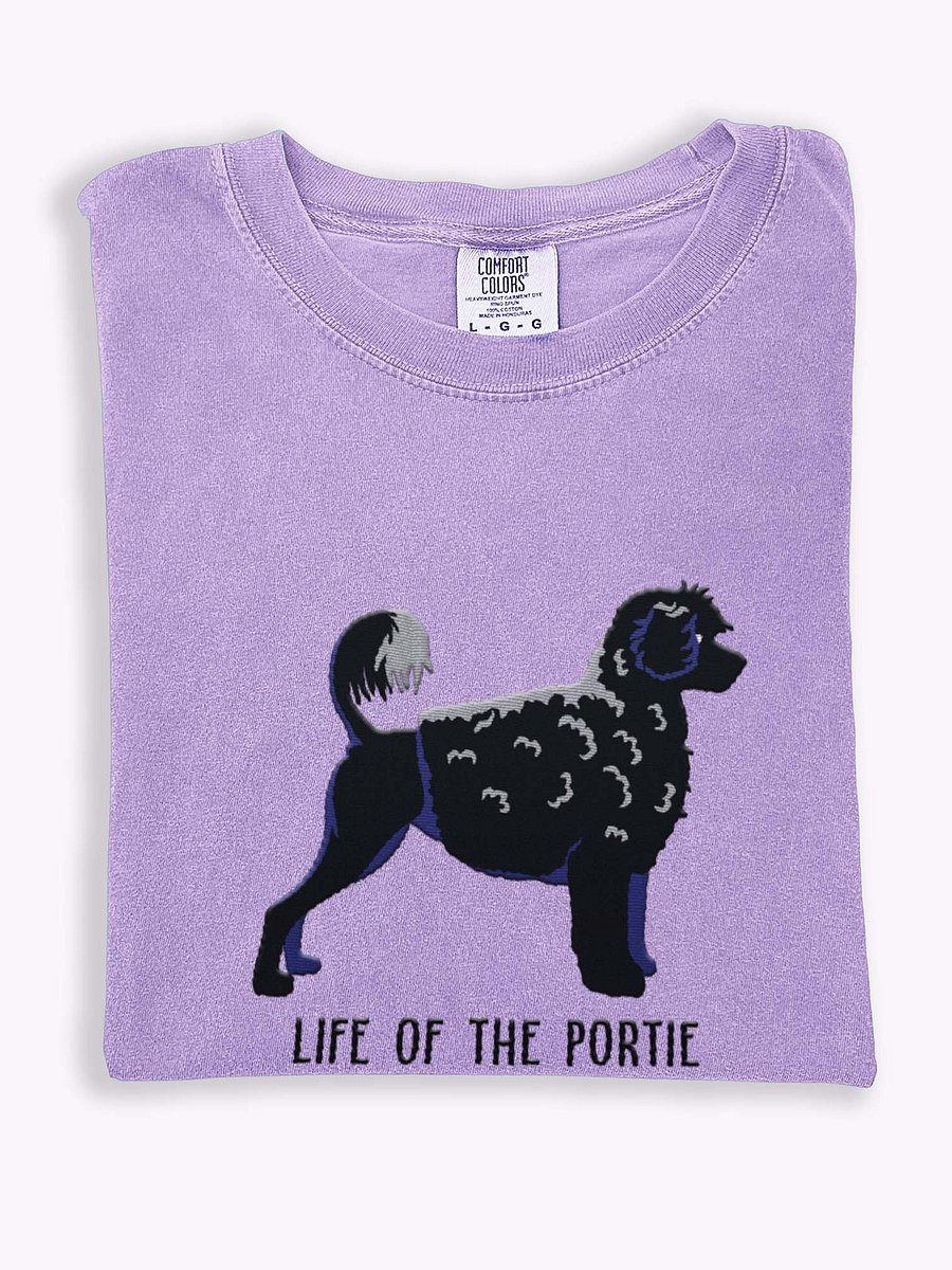 Life of the Portie T-Shirt(Embroidered) of a Portuguese Water Dog(Black) product image (1)