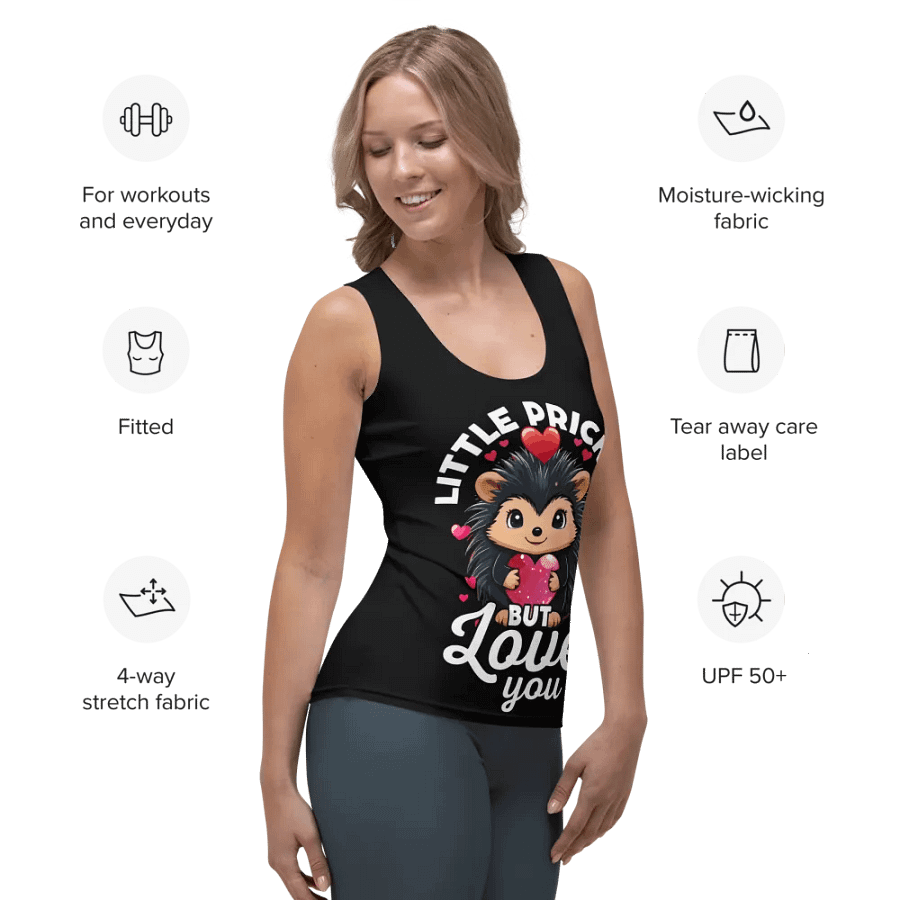 A little prickly but I love you - Cute hedgehog - Tank Top Black product image (3)