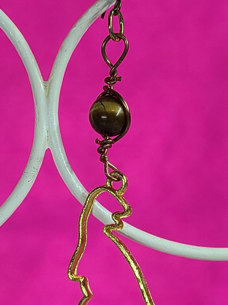 Dino Tigers Eye wire wrapped Earrings product image (3)