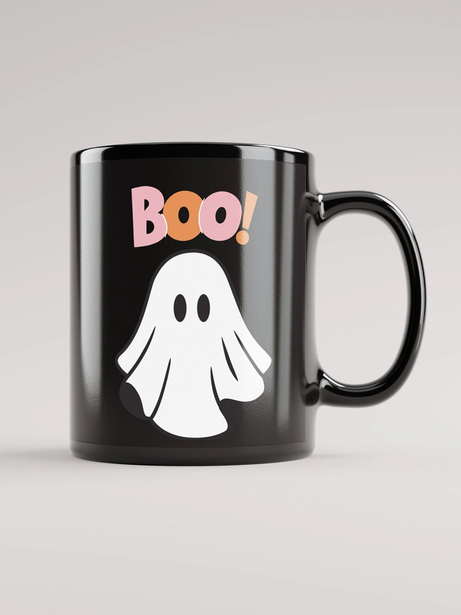 Minimalist Ghost Cartoon Black Glossy Mug product image (1)