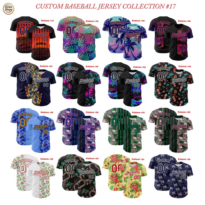 Authentic Baseball Jersey, Custom Baseball Jersey, Personalized Sport Jersey, Hawaiian Multi Colorful, Summer Palm Coconut product image (182)