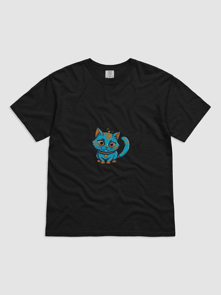 Whimsical Blue Cat Cartoon T-Shirt product image (1)
