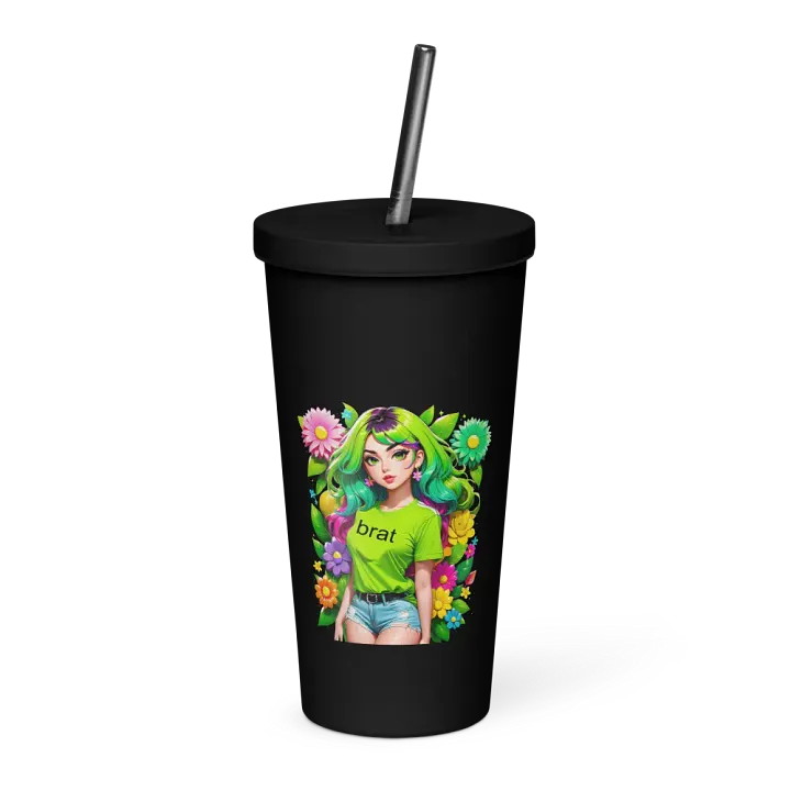 Brat 20 oz Tumbler Cup - Black - Insulated Tumbler with a Straw v4 product image (1)