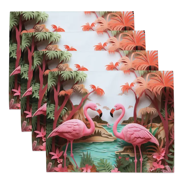 Tropical Flamingo Love Placemats - Set of 4 product image (2)