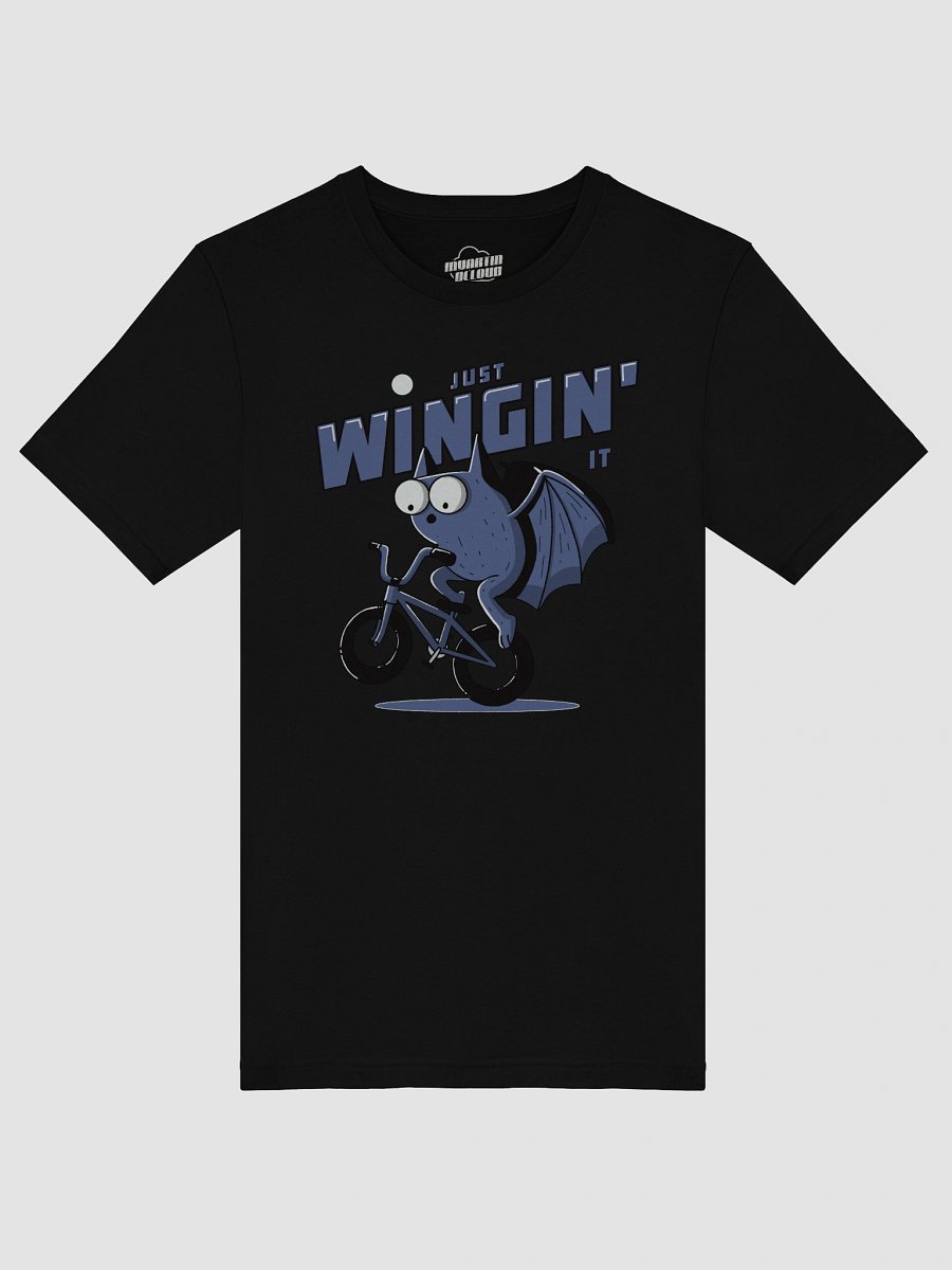 Just Wingin’ It Funny Bat Riding a Bike Graphic T-Shirt – Cute Cycling Pun Tee for Animal & BMX Lovers product image (23)