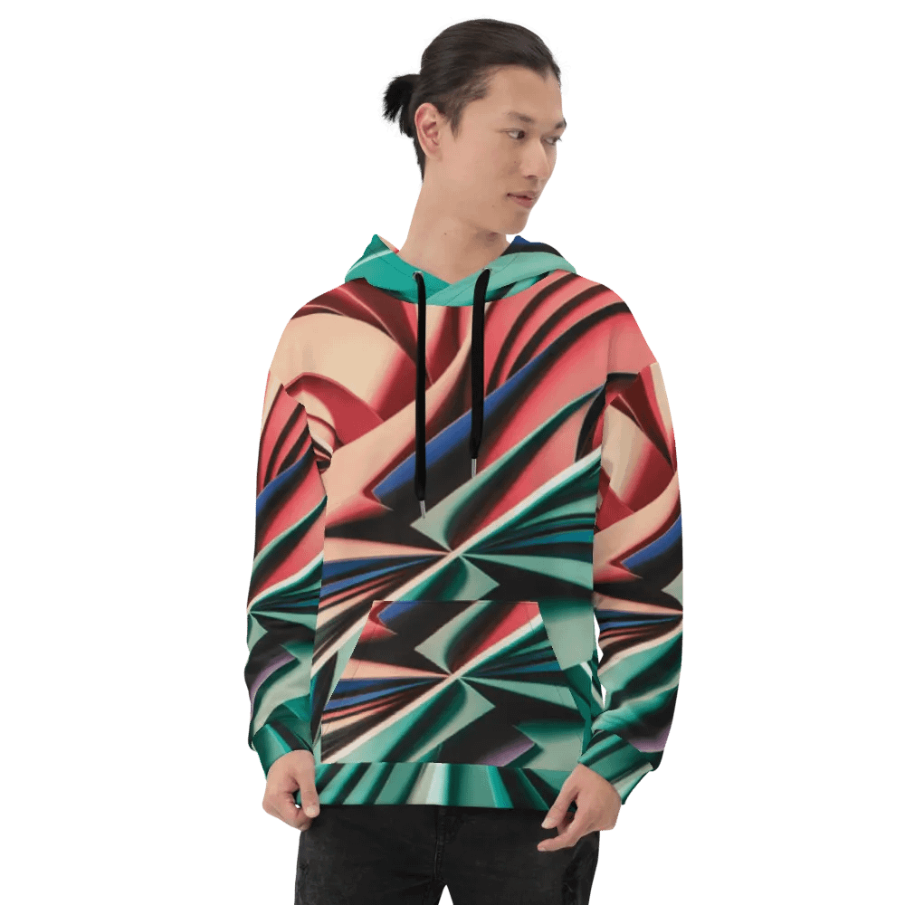 Recycled Unisex Hoodie with Vibrant Abstract Geometric Print - Relaxed Fit product image (7)