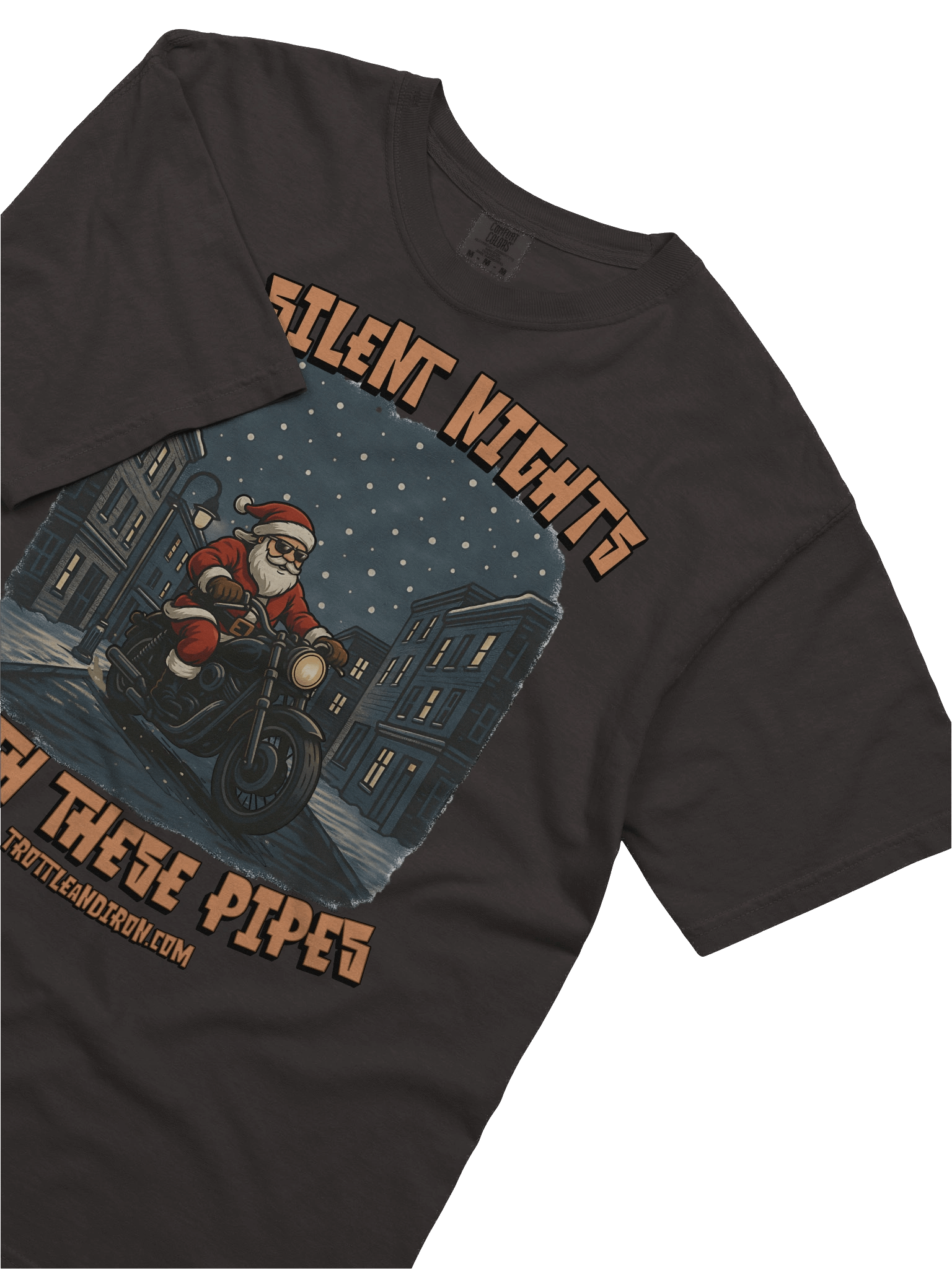 Throttle & Iron “No Silent Nights with These Pipes” Christmas Tee product image (35)