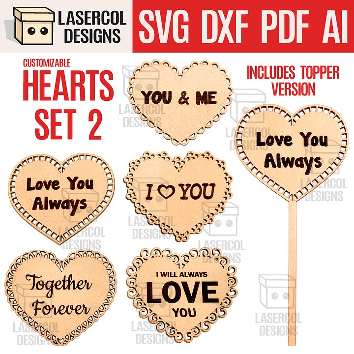 Hearts Cut Outs Set 2 - Laser Cut Files product image (1)