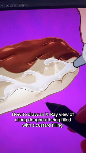 How to draw an X-Ray view of a doughnut being filled with a custard filling ❤️😘😍 #digitalart #digitalartist #arttutorial #cli...