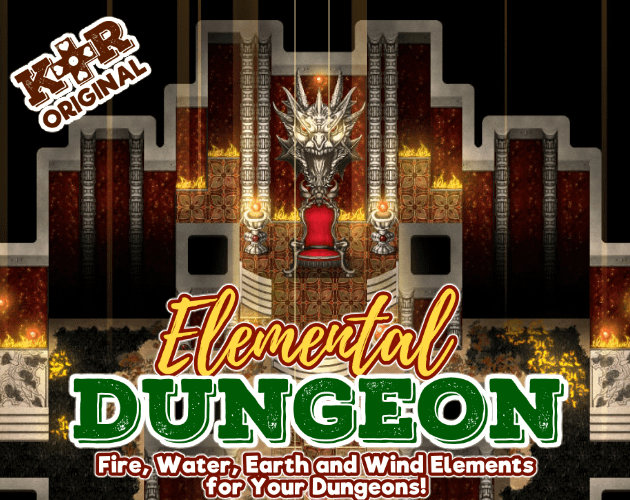 KR Elemental Dungeon Tileset for RPGs – Fire, Water, Earth, Wind product image (1)
