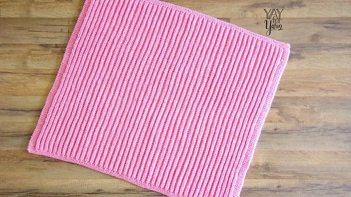 Easy Brioche Baby Blanket in SHORTCUT Brioche Stitch - PDF Knitting Pattern & Video Tutorial product image (1)
