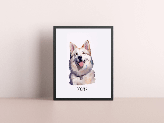 Pet Portrait Custom and Personalized Pet Dog Wall Art DIGITAL DOWNLOAD, Custom Pet Portrait in WATERCOLOR Painting Style, Pet Memorial Gift product image (2)