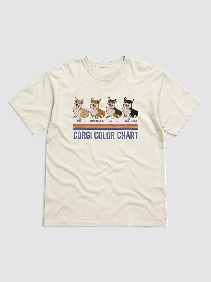 Welsh Corgi Color Chart T-Shirt | Funny Retro-Style Corgi Color Types Using Steak Colors for Reference product image (7)